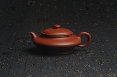紫砂壶图片:特好小煤窑朱泥精工全手小虚扁 功夫茶具 - 全手工紫砂壶网