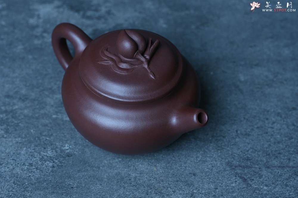 紫砂壶图片：特好老紫泥全手工寿桃壶 茶人醉爱 - 全手工紫砂壶网