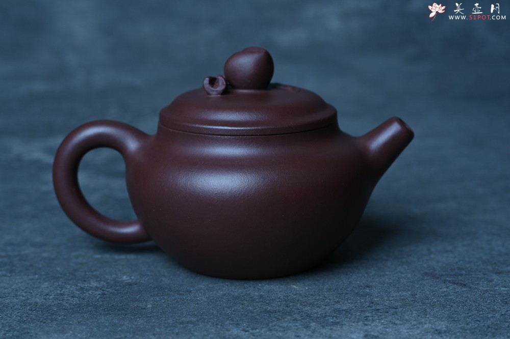 紫砂壶图片：特好老紫泥全手工寿桃壶 茶人醉爱 - 全手工紫砂壶网