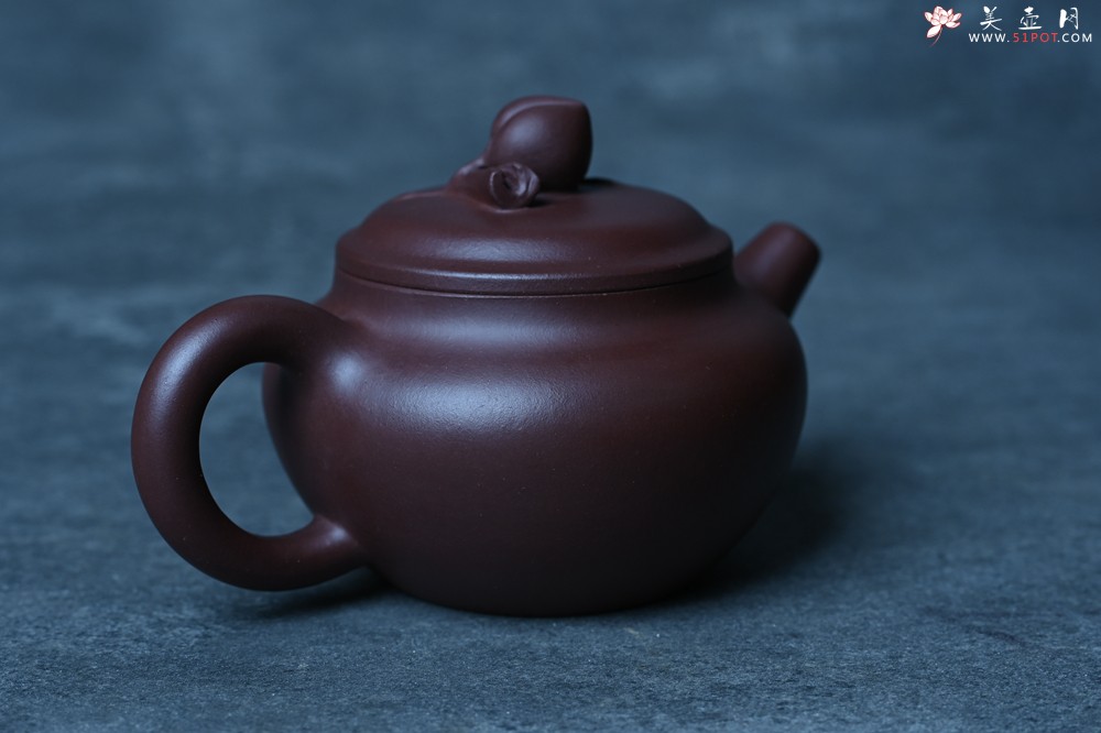 紫砂壶图片：特好老紫泥全手工寿桃壶 茶人醉爱 - 全手工紫砂壶网