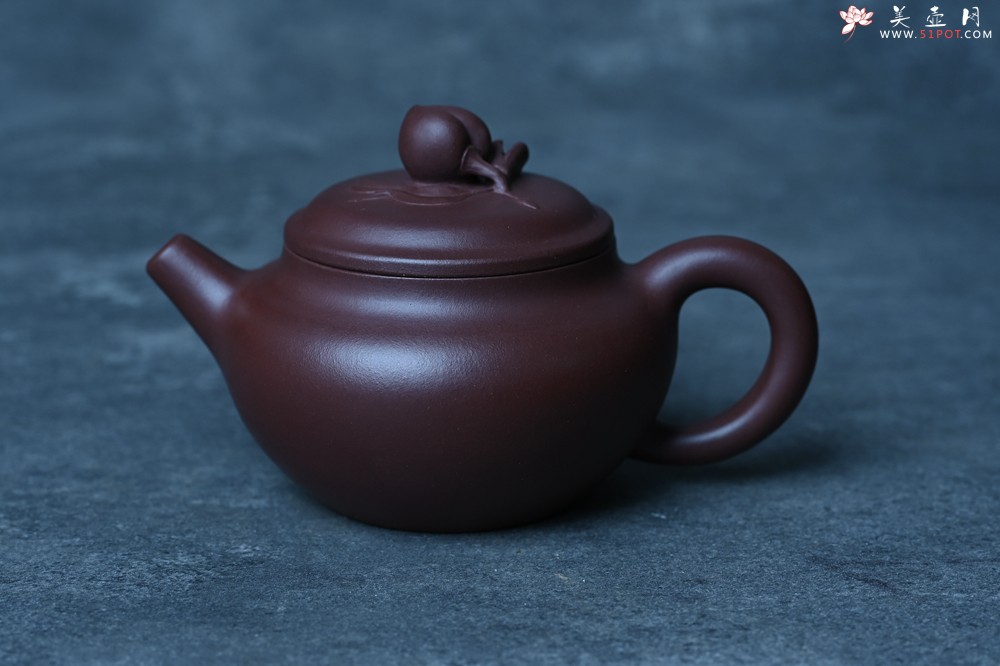 紫砂壶图片：特好老紫泥全手工寿桃壶 茶人醉爱 - 全手工紫砂壶网