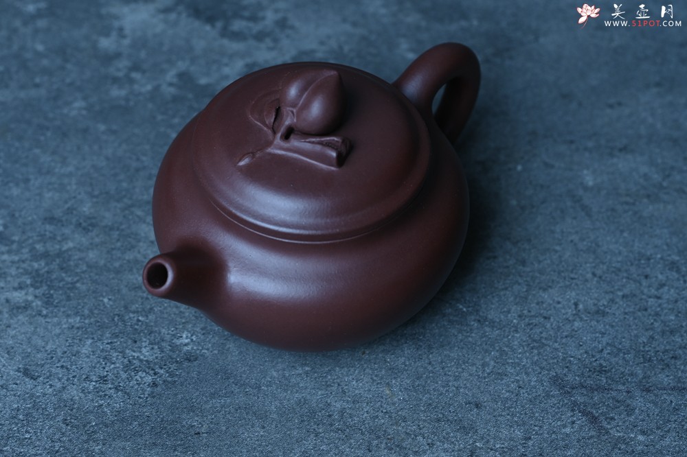 紫砂壶图片：特好老紫泥全手工寿桃壶 茶人醉爱 - 全手工紫砂壶网