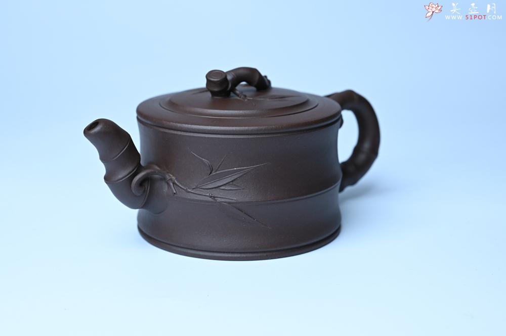 紫砂壶图片：美壶特惠 精致老紫泥可心竹段壶 茶人醉爱 - 全手工紫砂壶网