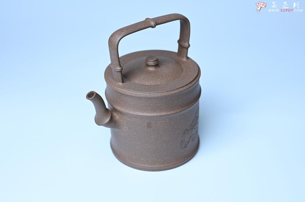 紫砂壶图片：美壶特惠 特好老段泥 精工知（知了）足（竹子）提梁 挺拔秀雅 - 全手工紫砂壶网
