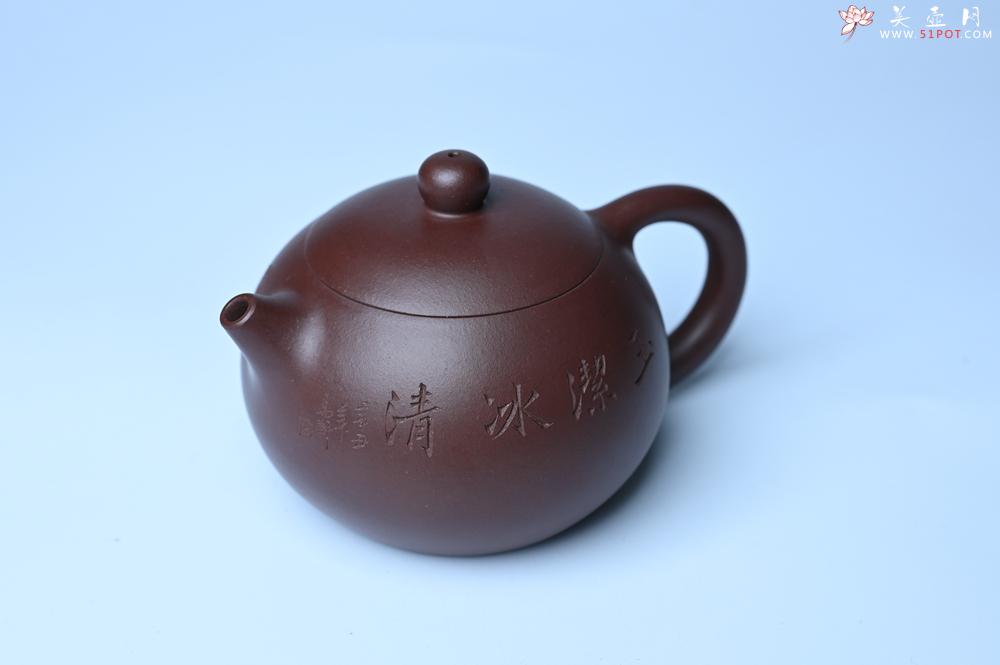紫砂壶图片：油润底曹青 全手工西施茶壶 玉洁冰清 接天莲叶无穷碧 映日荷花别样红 - 全手工紫砂壶网