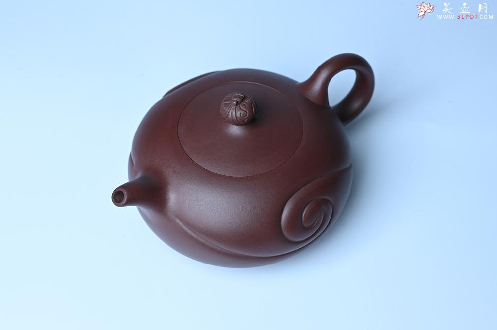 紫砂壶图片：美壶双11特惠 盖花泥 精工油润老紫泥如意半珠 茶人醉爱 - 全手工紫砂壶网