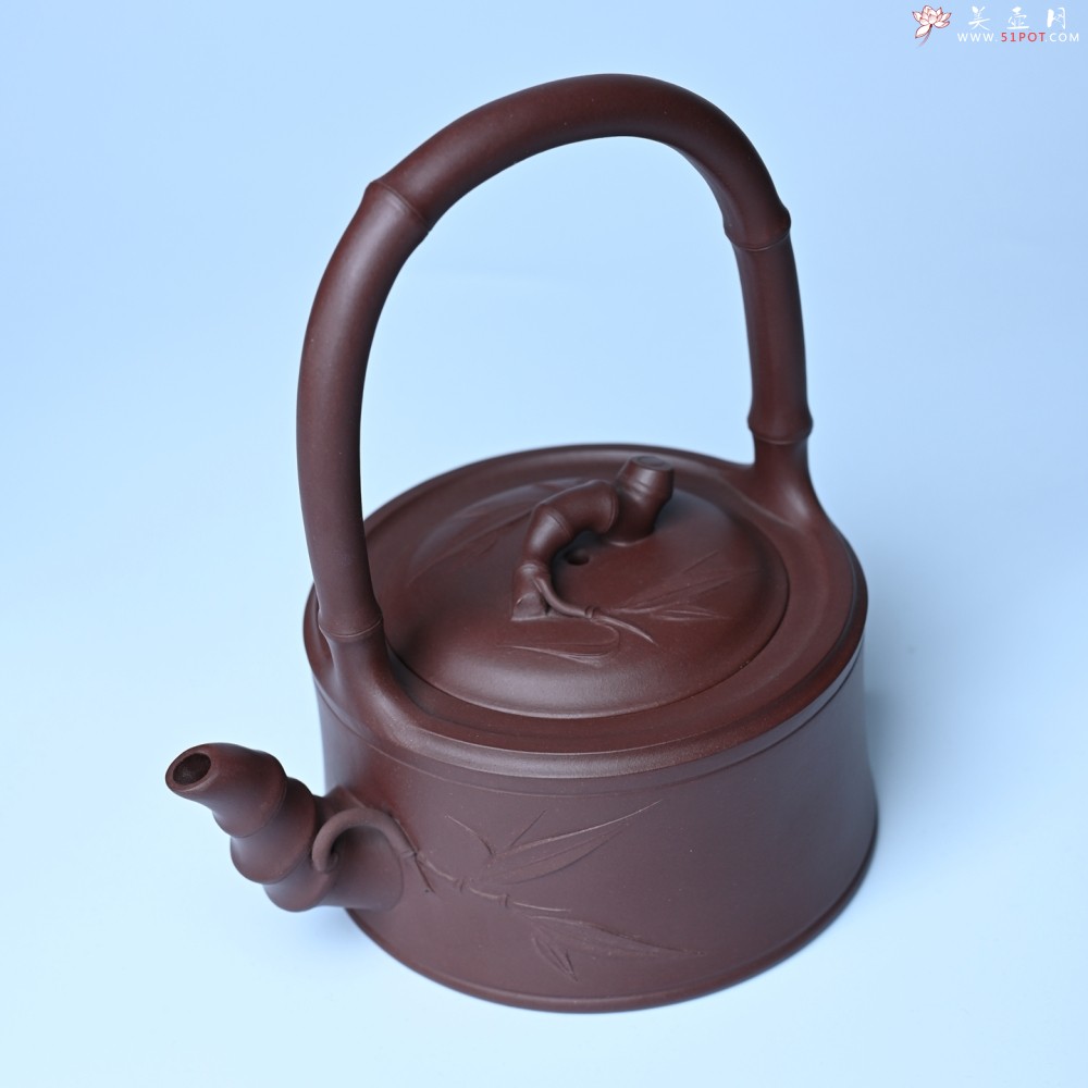 紫砂壶图片：美壶特惠紫砂壶手工手制紫泥竹段提梁壶 茶壶 茶具 单壶 - 全手工紫砂壶网