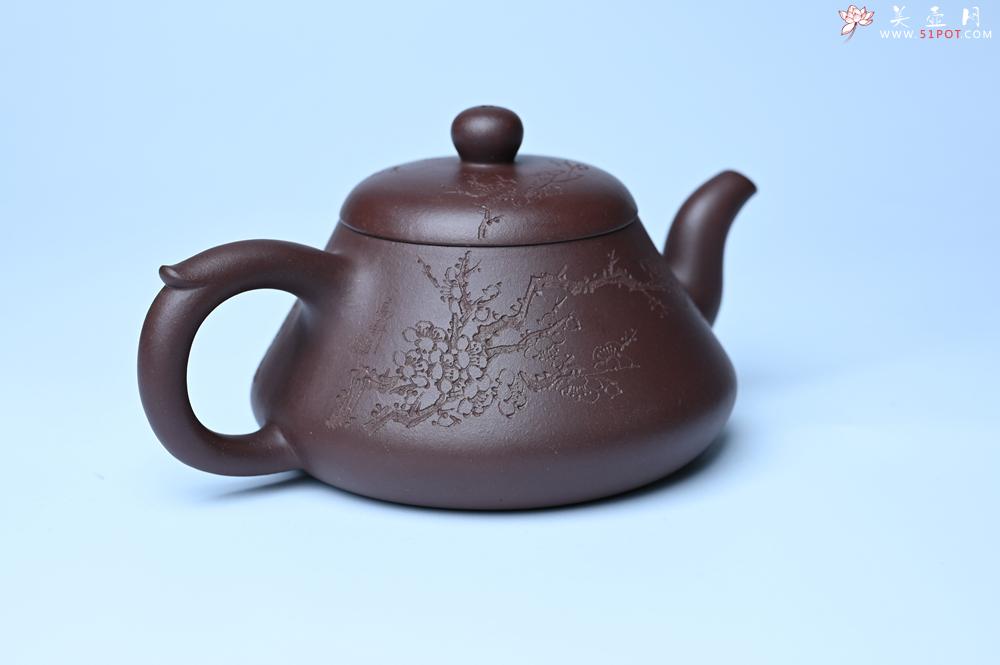 紫砂壶图片：潜力股周小培老师 全手工底槽青缘德壶 装饰通转梅花特文气 期待与您结缘 - 全手工紫砂壶网