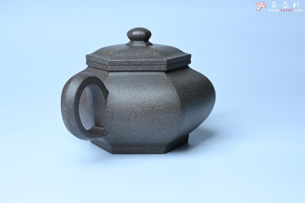 紫砂壶图片：实力派张海艳全手工油润青灰段泥藏六方壶 线面挺快 大气 - 全手工紫砂壶网