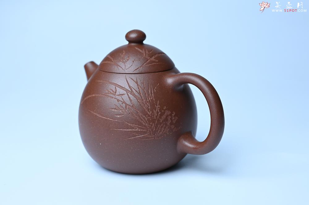紫砂壶图片：美壶特惠 特好底槽青龙蛋壶 装饰兰草特文气 - 全手工紫砂壶网