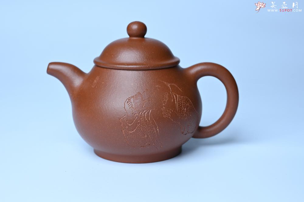 紫砂壶图片：美壶特惠 王老师 全手工红降坡泥潘壶 国助工 易轩 范小君徒杨志超老师刻绘 装饰小富贵特文气 - 全手工紫砂壶网