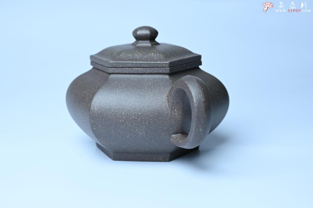 紫砂壶图片：实力派张海艳全手工油润青灰段泥藏六方壶 线面挺快 大气 - 全手工紫砂壶网