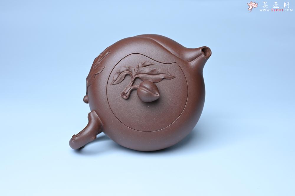紫砂壶图片：美壶特惠 1993年国工杨军保精致特好紫泥蟠桃壶 - 全手工紫砂壶网
